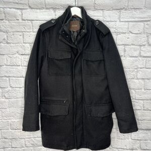 Tasso Elba Wool Field OverCoat Size S Thick Black Insulated Winter Quilt Lined